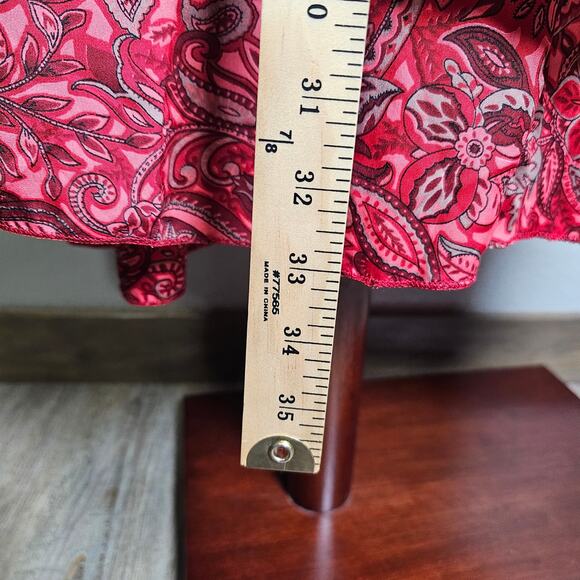 Colorful Paisley Floral True Wrap Midi Dress Reds and Greys One Size 33 Long - Picture 5 of 8